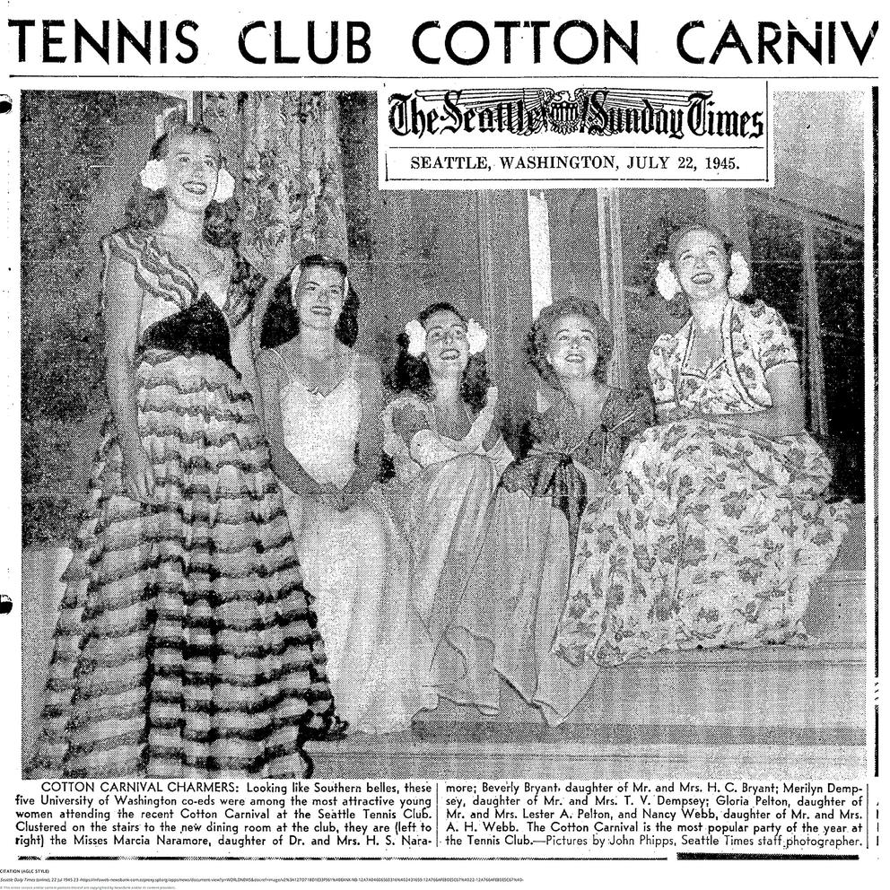 newspaper image of women in dresses