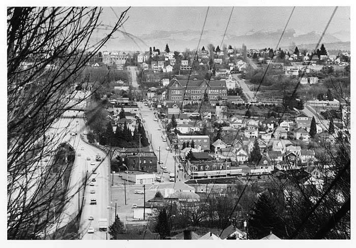 A black and white picture of the Yesler/Atlantic and Judkins Park neighborhood