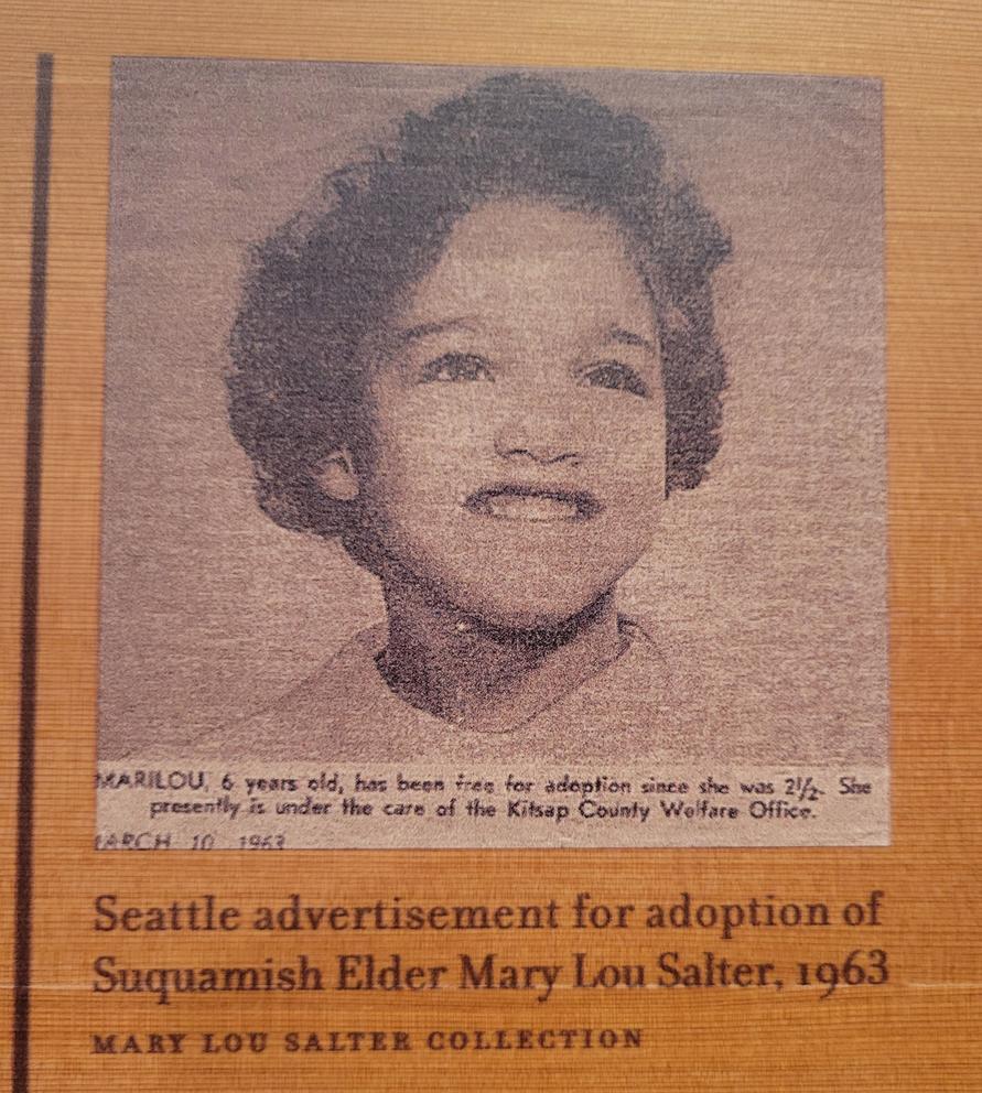 An adoption advertisement from 1963 for Suquamish Elder Mary Lou Salter.