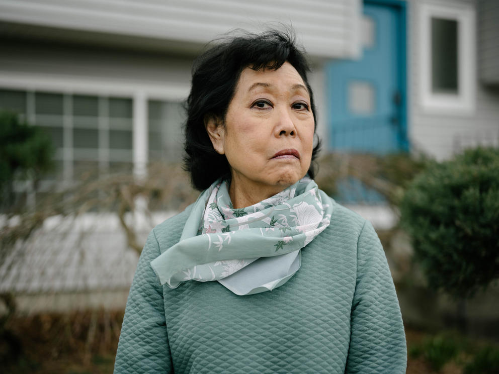 Eileen Yamada Lamphere poses for a portrait outside her home in Kent.