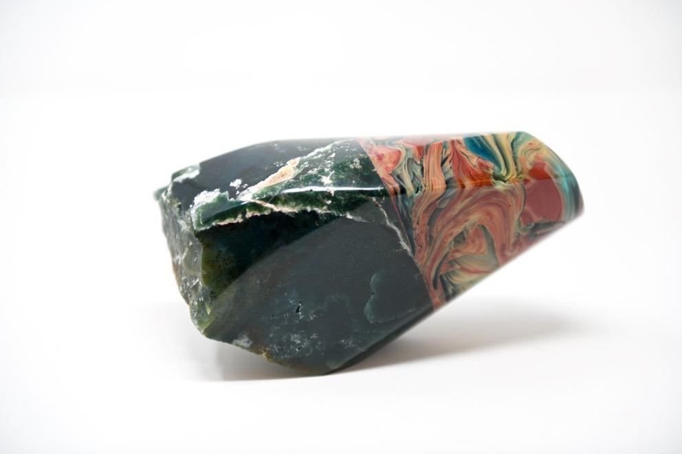 a stone with swirling colors