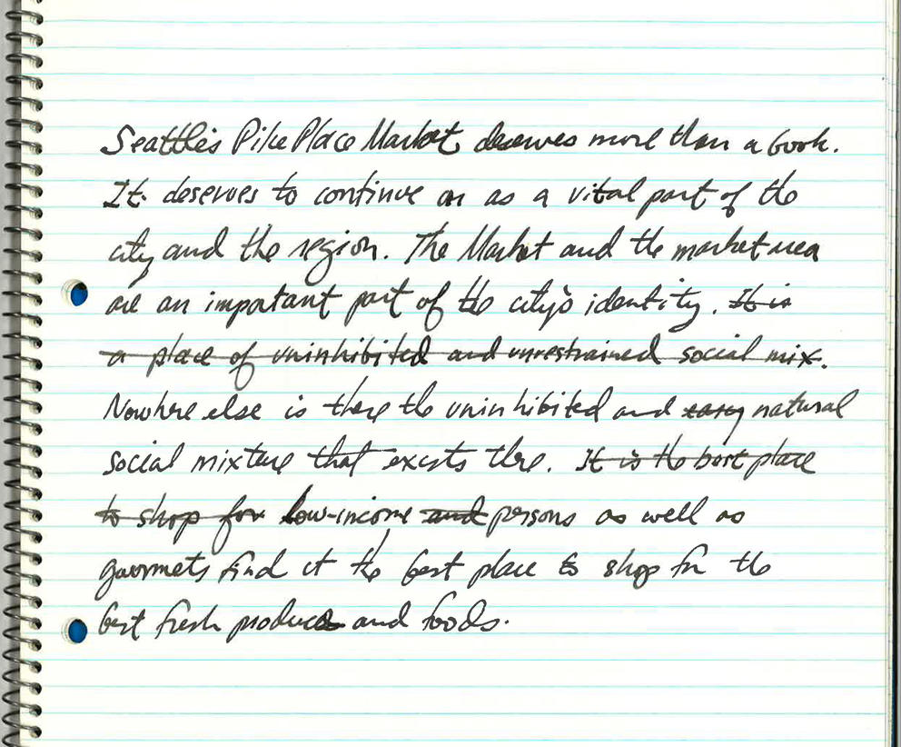 Cursive writing on a lined notebook page