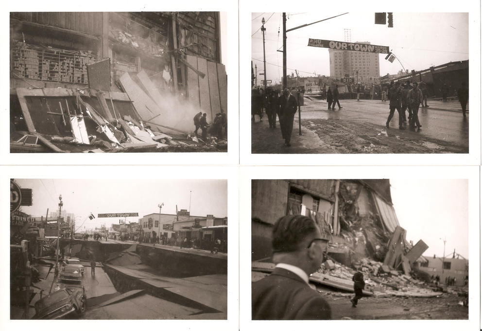 black and white photos of the 1964 Alaska earthquake