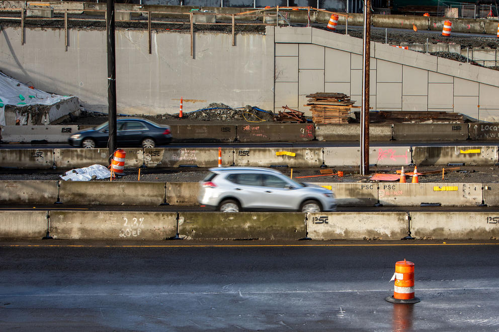 Construction on the State Route 520 floating bridge