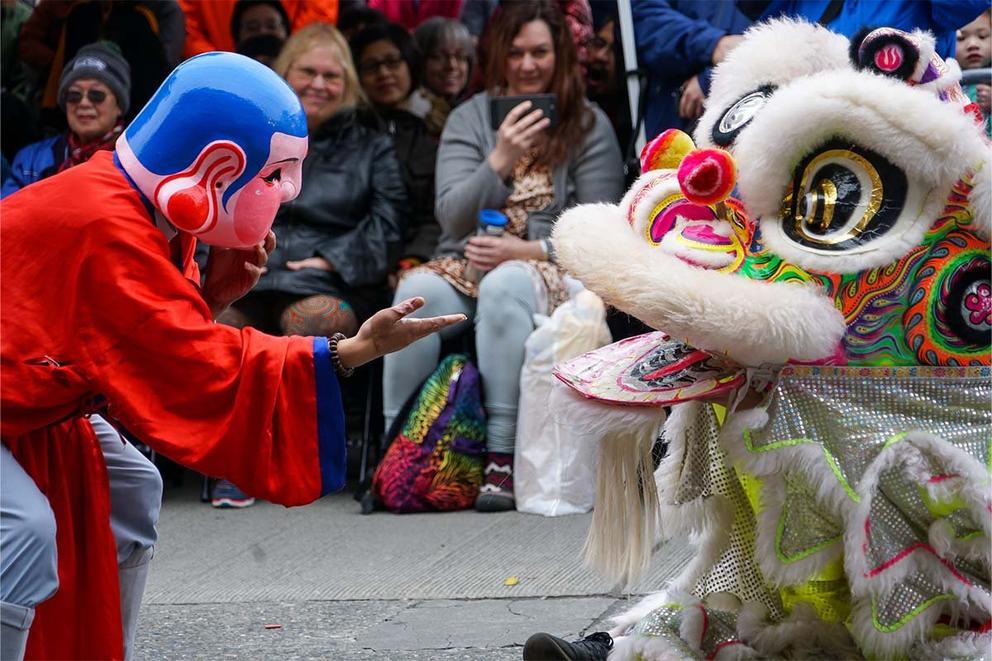 photograph of a traditional lion dance