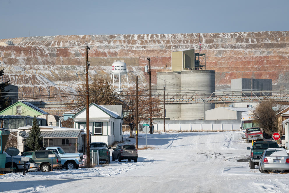 A view of the Montana Resources open pit copper and molybdenum mine from the Greeley Neighborhood in Butte, Mont.