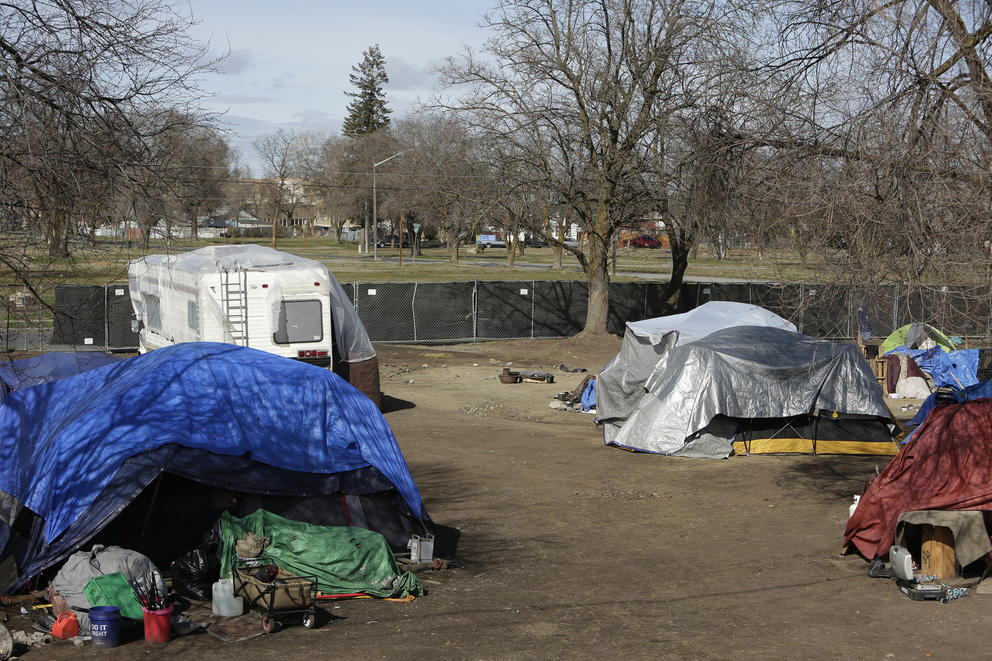 Tents set up at Camp Hope 
