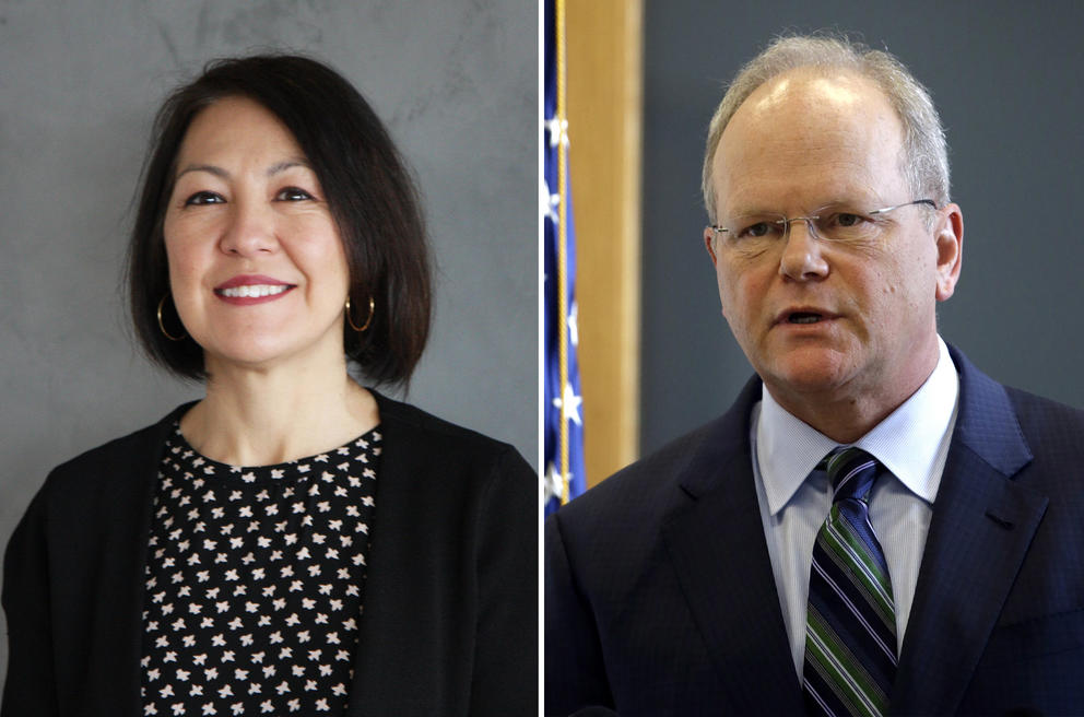 pictures of King County Prosecutor Leesa Manion and former King County Prosecutor Dan Satterberg