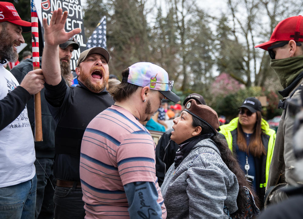 things get tension at rallies at state Capitol