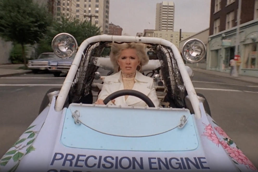 Connie Stevens in a Dune Buggy. 