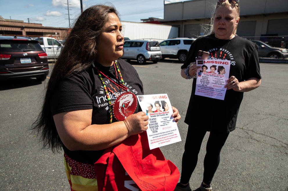 Roxanne White, left, and Rhonda Taylor, mother of Shaulina Bulltail,