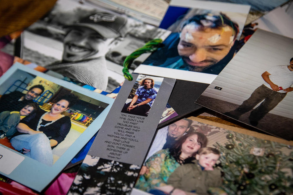 An assortment of photos that were on display during Forest Fraser’s funeral