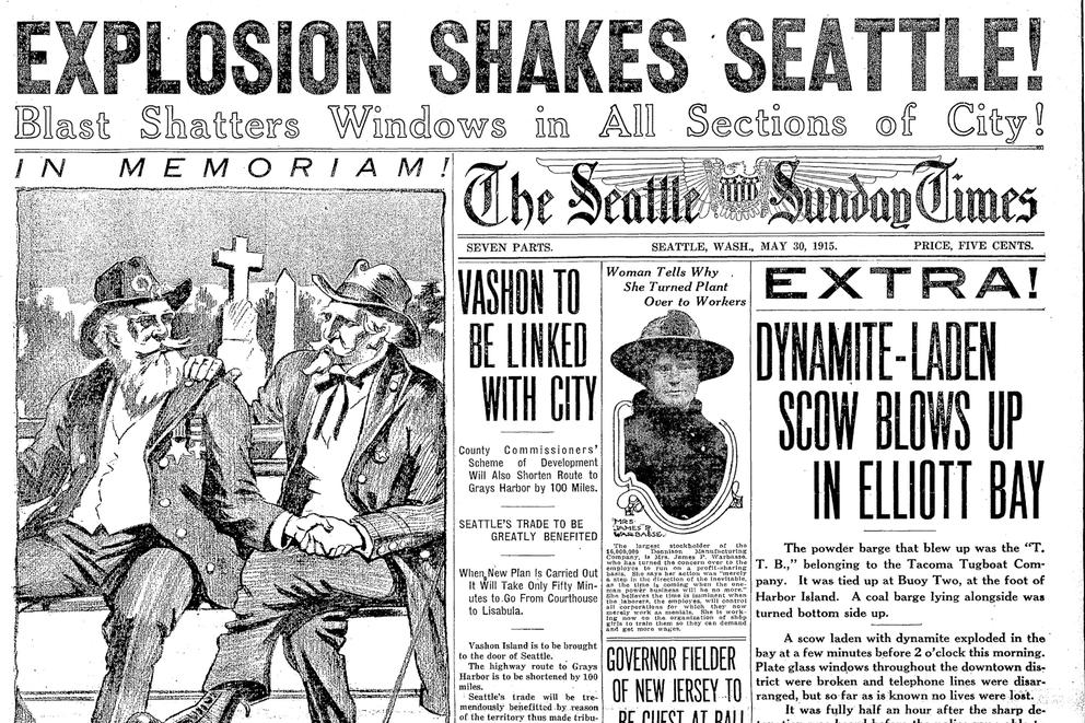 The Seattle Times’ front page on the day after the explosion in 1915