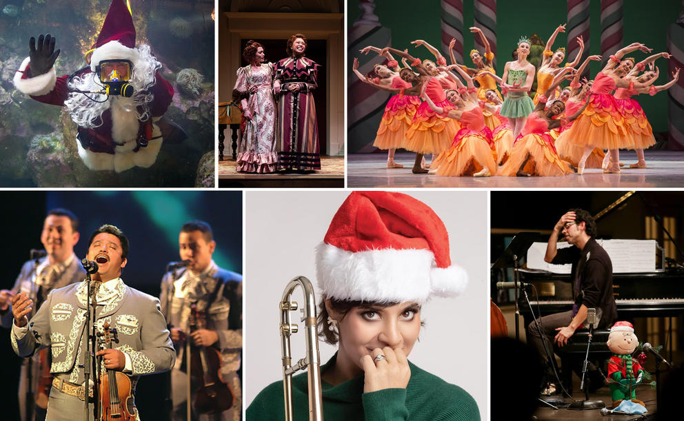 multiple images from holiday themed performances