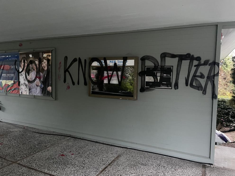 grafitti on a wall says "you know better."