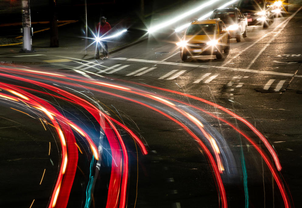 a long exposure of traffic
