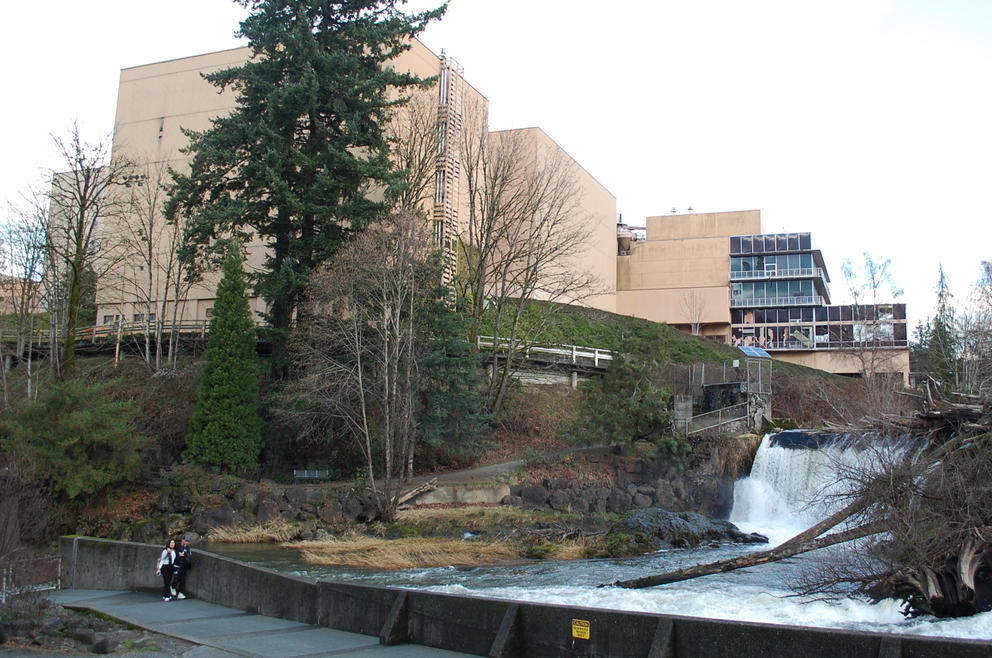 Tumwater falls and the former Olympia Brewing plant