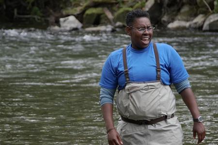 Salmon ecologist Ashley Townes in the Cedar River