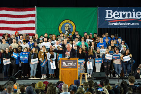 Bernie Sanders in a crowd
