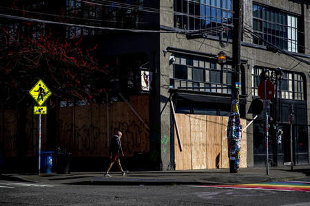 Boarded up businesses in Capitol Hill