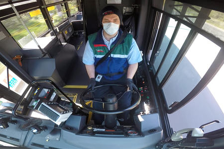 King County Metro Driver Clay McClure operates a bus 