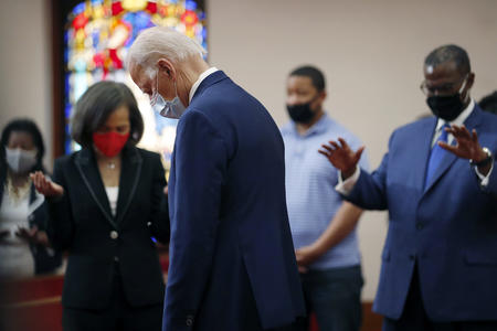 Joe Biden in a church