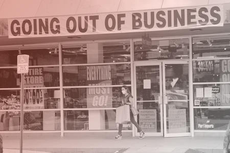 Business with "GOING OUT OF BUSINESS" sign