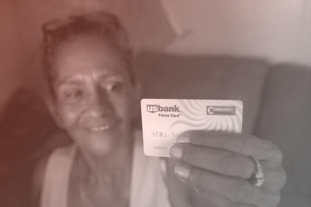 Woman with debit card