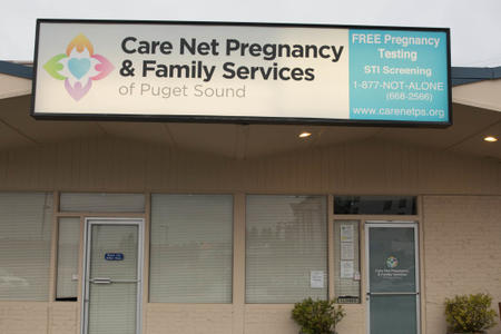 Care Net Pregnancy and Family Services of Puget Sound storefront in Kenmore, Wash., Jan. 19, 2018.