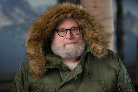 Knute Berger is seen in a parka with a furry hood.