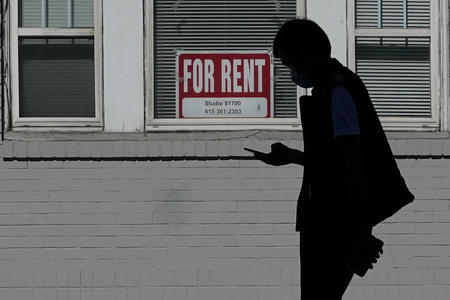 ‘For Rent’ sign in window