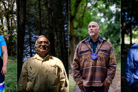 From left, Emily Washines, founder of Native friends. (Photo by Dorothy Edwards/Crosscut) Ernesto Alvarado, research associate professor at the University of Washington. (Photo by Sarah Hoffman/Crosscut) Steve Rigdon, general manager for Yakima Forest Products, and Cody Desautel, Natural Resource Director for the Confederated Tribes of the Colville Reservation. (Photos by Dorothy Edwards/Crosscut)