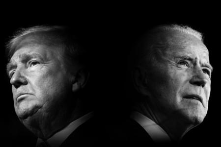 Donald Trump and Joe Biden in profile