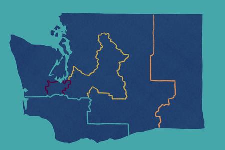 Washington state map, with districts