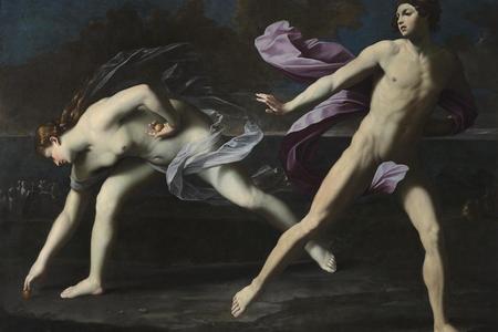 Renaissance painting of mythical nudes in a footrace