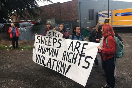 homeless sweep protest