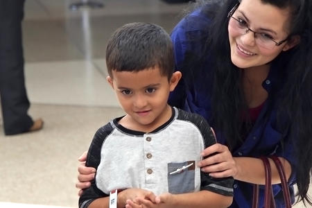 Six-year-old Jelsin is reunited with his mother Yolany Padilla