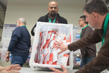 Ballots come in to King County Elections 