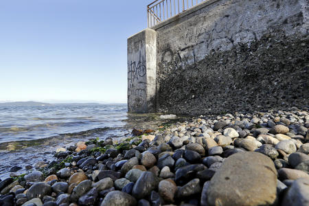 A seawall and the sea