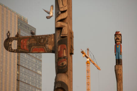 Totem poles commissioned by Victor Steinbrueck in 1984 