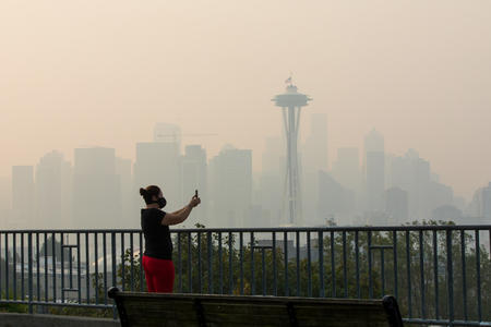 wildfire smoke over Seattle