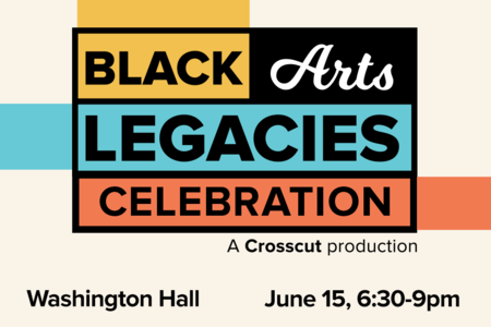 Black arts legacies celebration event logo with date and location