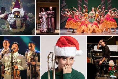 multiple images from holiday themed performances