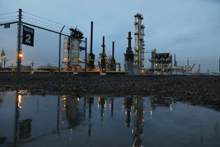 An oil refinery 