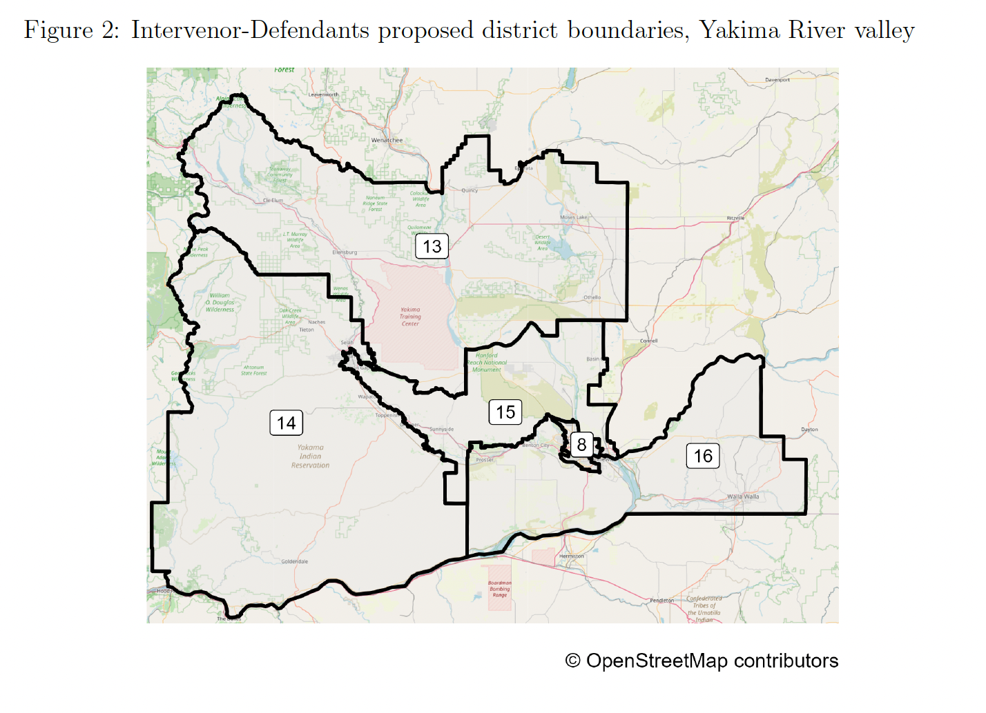 In this court document, intervenors propose district boundaries in the Yakima Valley 